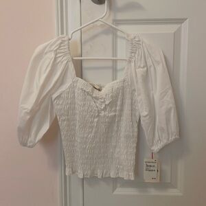 Open Edit (bought at Nordstrom) white puff sleeve top in a size S!